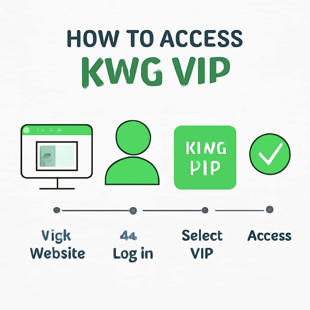 An educational diagram illustrating access steps for KWG Vip.