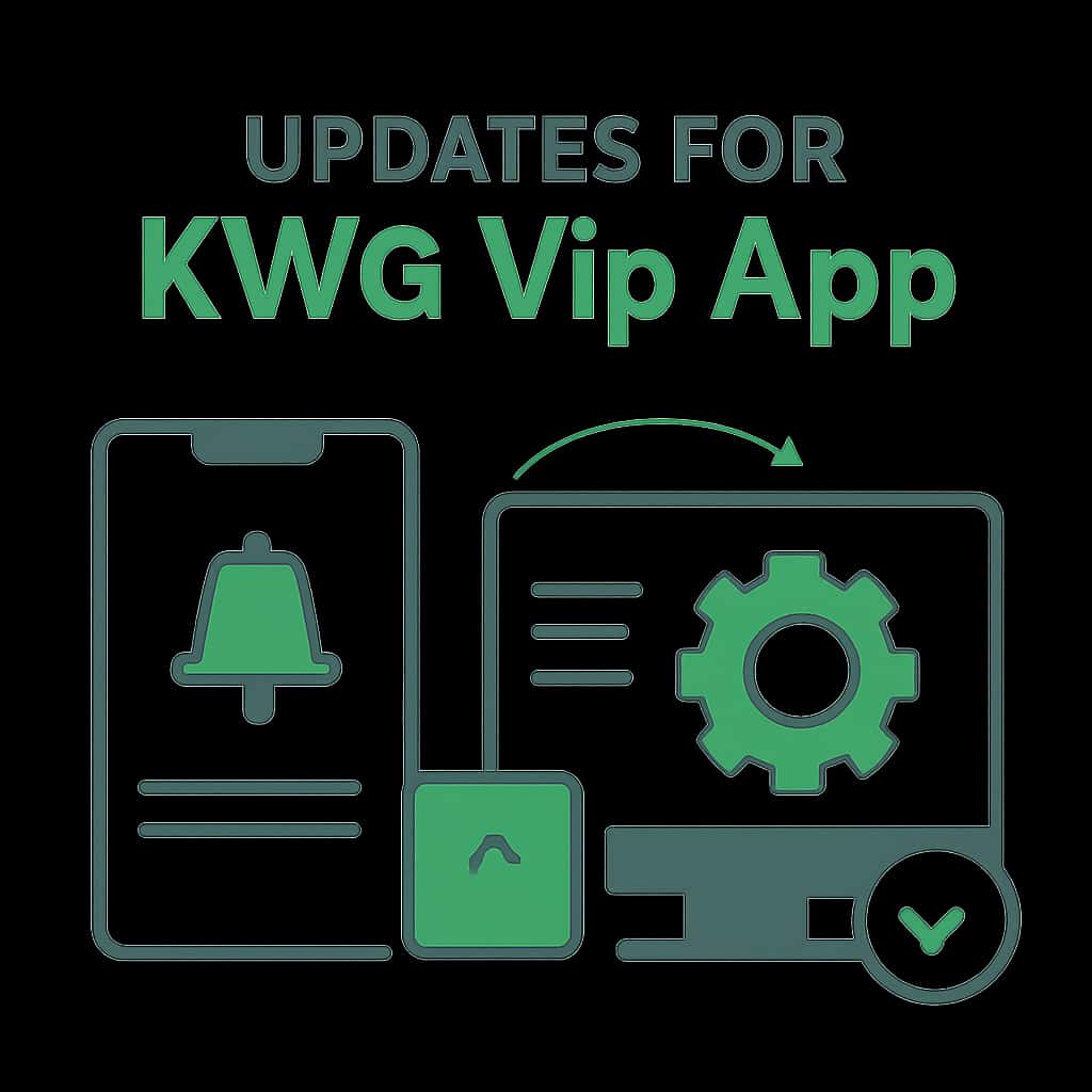 Illustrative diagram highlighting features of KWG Vip App updates.